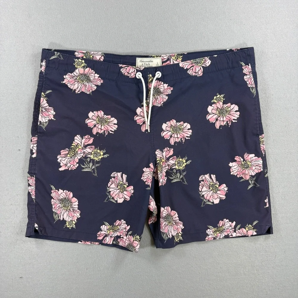 Abercrombie & Fitch Swim Trunk Men Large Navy Floral Board Shorts Beach Surf